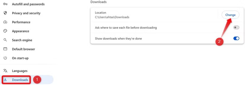 changing the default download